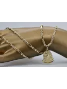 Jezus medallion & Corda Figaro 14k gold chain pj004y20&cc004y45