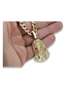 Pendentif Jezus en or jaune 14 carats avec chaîne élégante pj004y20&cc099y55