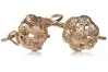 Vintage rose pink 14k 585 gold  Vintage leaf earrings ven207