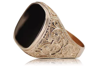 Розово розово 14k 585 злато Мъжки печат пръстен vsn006 Винтаж руски съветски стил