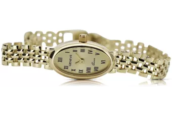 Жовтий 14к золотий годинник Женева Подарунок lw095y