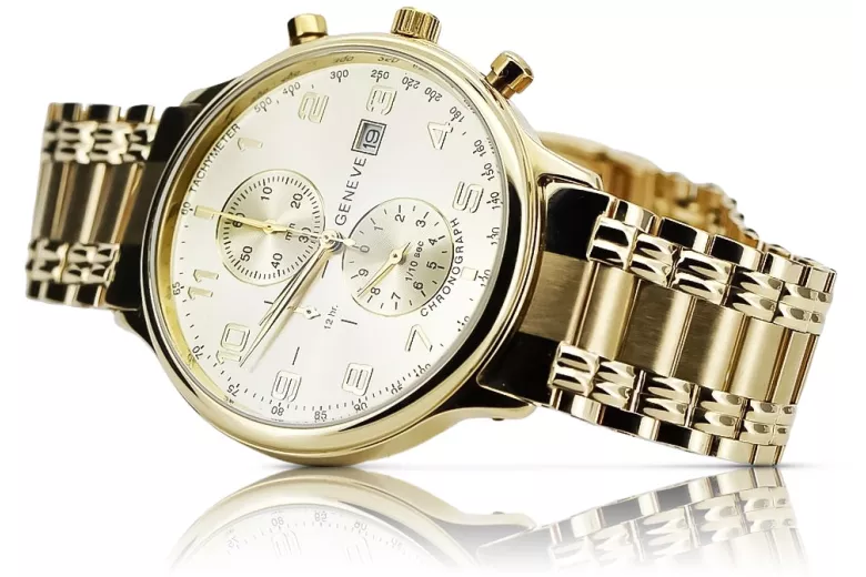 Reloj de oro para hombre Geneve ★ zlotychlopak.pl ★ Pureza de oro 585 333 Precio bajo!