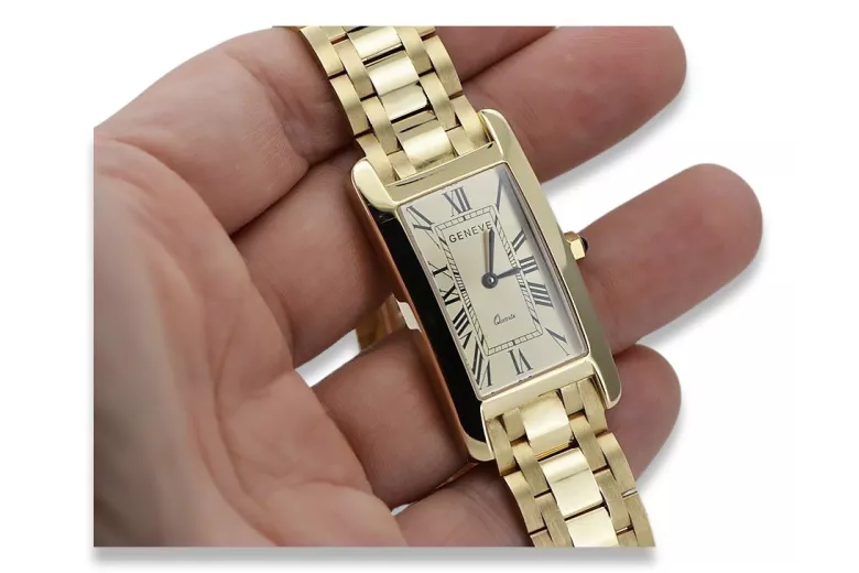 Итальянское желтое 14k золото мужские часы Geneve mw089y