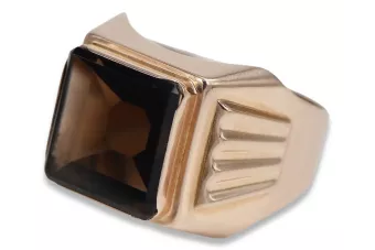 Rosa rusa Vintage soviético Joyería de oro antigua joyería de sello de anillo de ónix del hombre