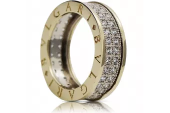 Дамски пръстен Bulgari с жълто 14k 585 злато с циркон crc006yw