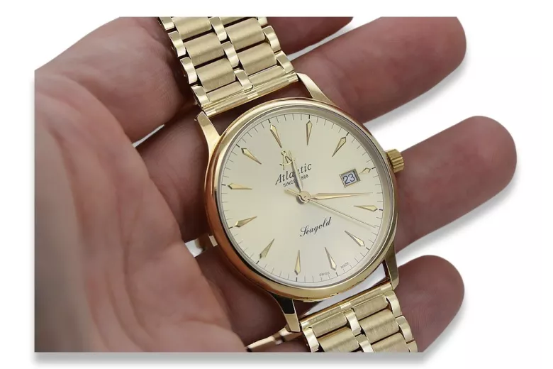 Reloj Atlantic de oro 14k 585 con pulsera para hombre mw003y&mbw007y