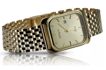 Жълт 14k златен мъжки часовник с гривна Geneve mw001y&mbw005y