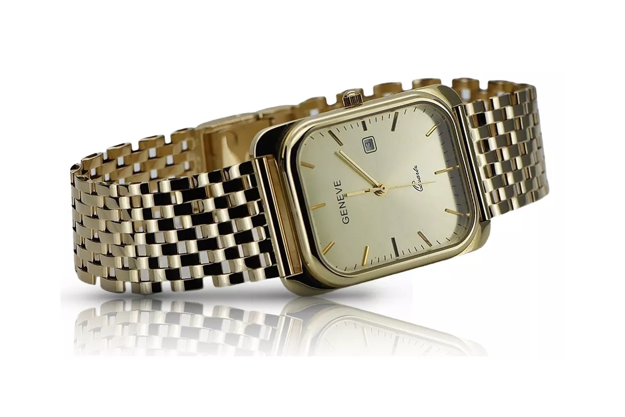 Reloj de oro para hombre Geneve ★ zlotychlopak.pl ★ Pureza de oro 585 333 Precio bajo!