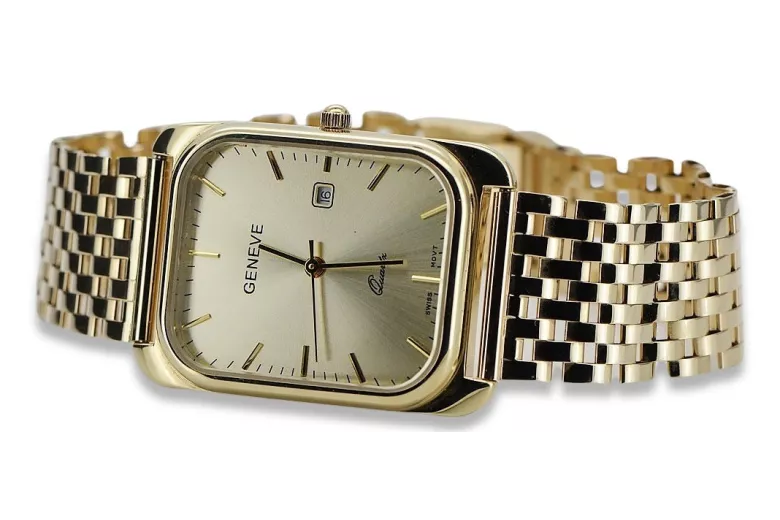 Aukso laikrodis su vyrų apyranka 14k 585 Geneve mw001y&mbw005y