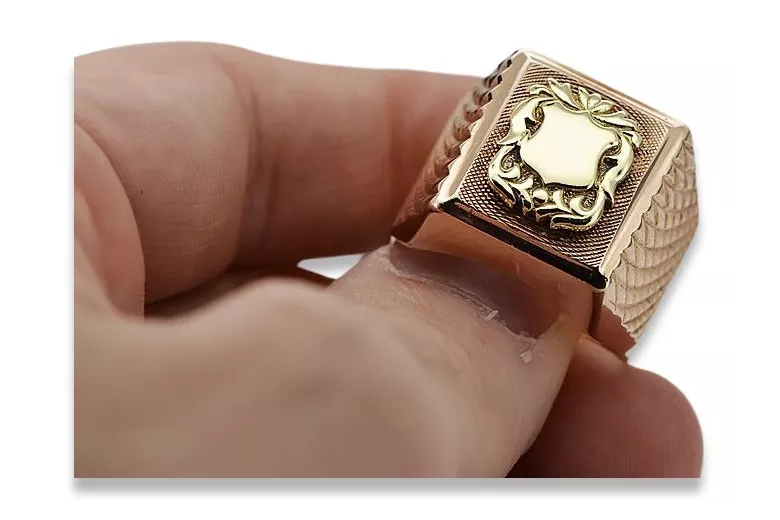 Rosa rusa soviética Vintage joyería de oro antigua anillo de hombre joyería de sello