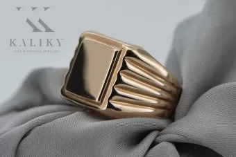 Rose pink 14k gold 585 Men's signet ring vsn034 Russian Soviet Vintage jewelry style