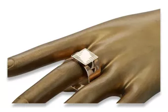 Vintage rose pink 14k gold signet vs042