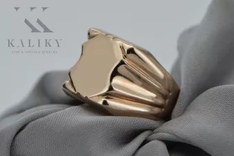 Vintage rose pink 14k 585  gold Men's signet ring vsn045