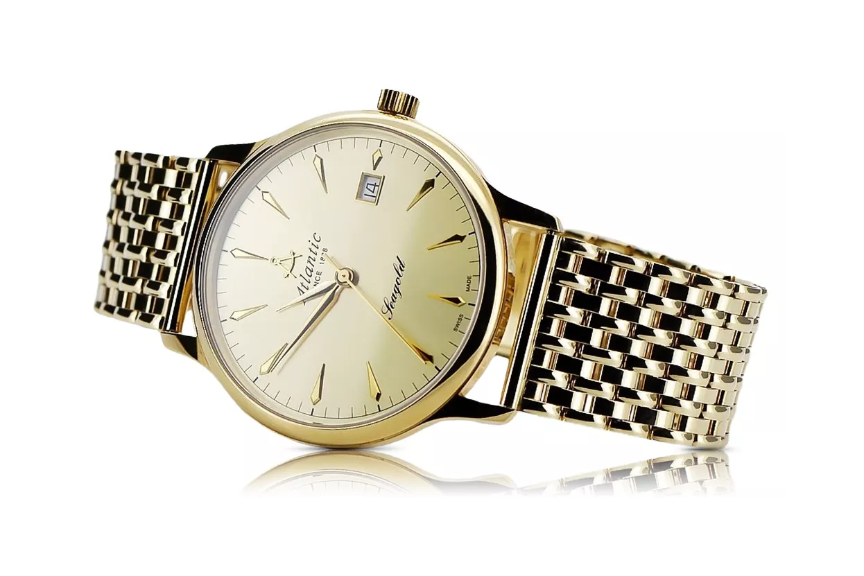 годинника Atlantic із золота 14k 585 проби з браслетом для чоловіків mw003y&mbw013y