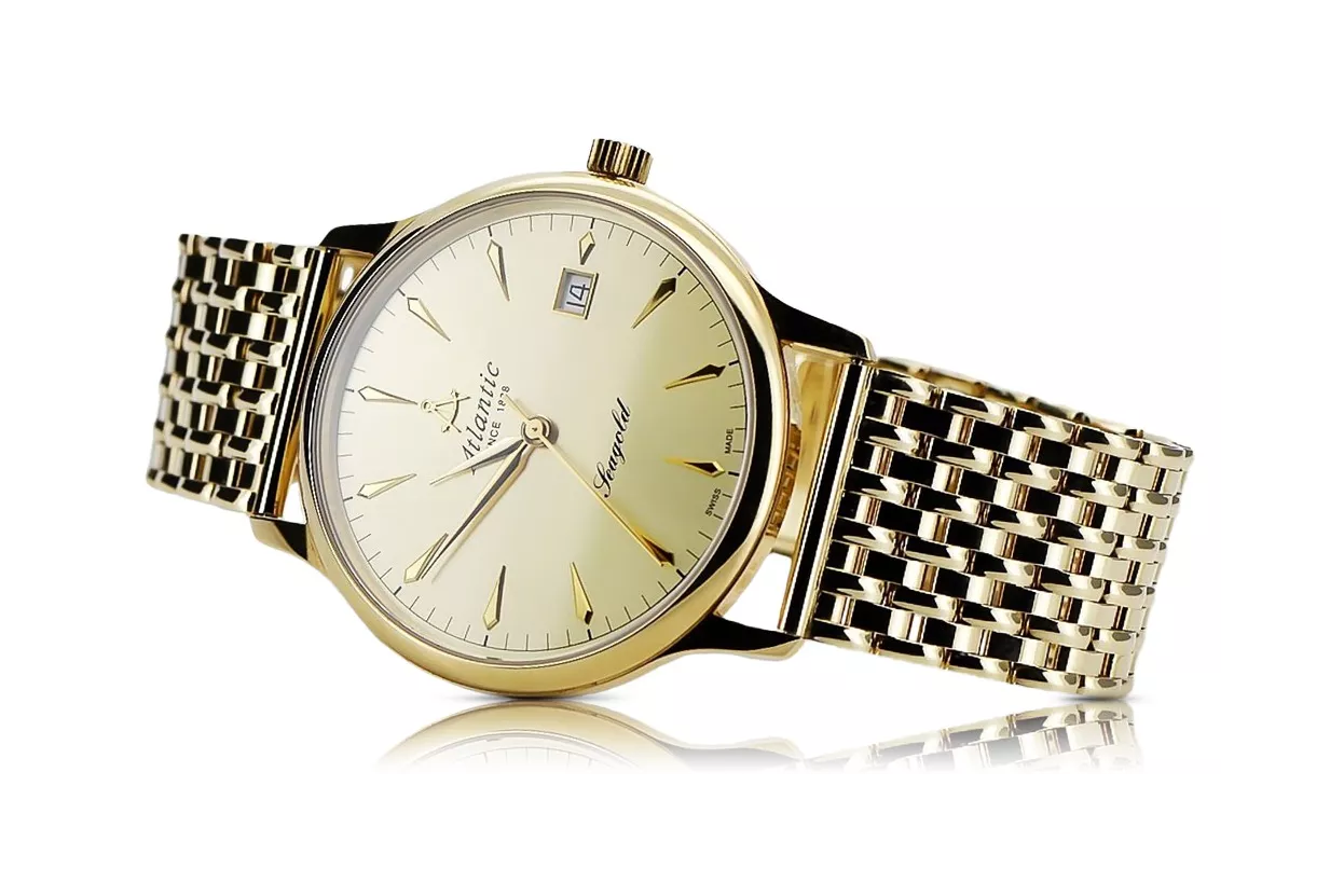 Gold men's watch Geneve ★ zlotychlopak.pl ★ Gold purity 585 333 Low Price!