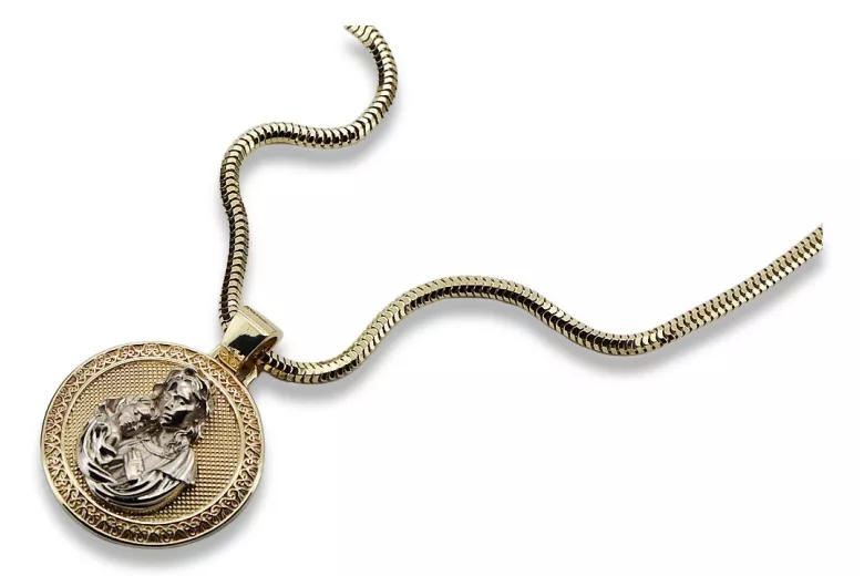Подвеска Bozia из 14-каратного золота, Богородица с веревочной цепочкой pm027y&cc020y