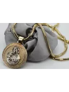Pendentif Bozia en or 14 carats, Mère de Dieu avec une chaîne en corde pm027y&cc020y