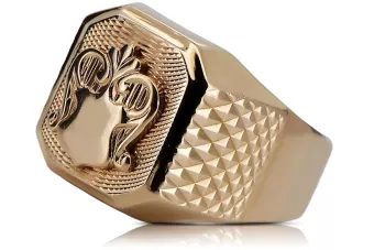Russian rose Soviet gold jewelry man's ring signet
