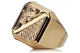 Розово розово 14 карата 585 злато Мъжки пръстен с печат vsn064 Руски съветски ретро стил бижута