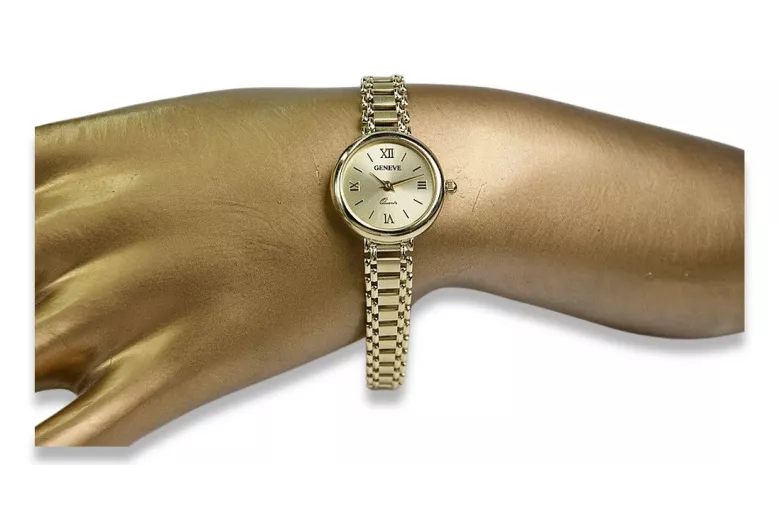 Italienische gelb Damenuhr Geneve Lady Geschenk lw102y