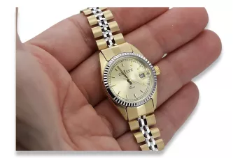Χρυσό γυναικείο ρολόι 14k 585 με βραχιόλι Geneve lw020ywdy&lbw010y