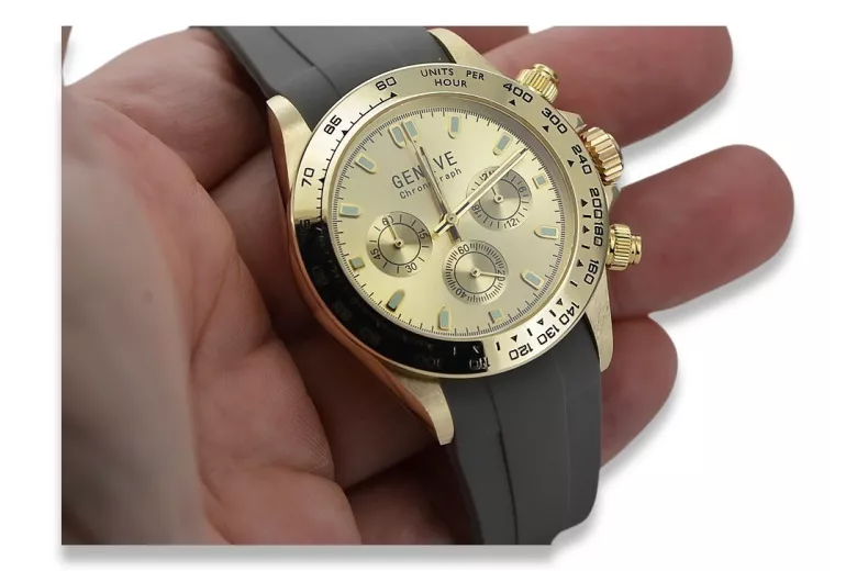 Жълтият 14к 585 златен мъжки Женевски часовник mw014ydy