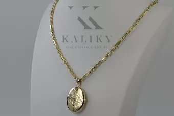 копия кулона из золота 14к 585 пробы, овальная коробочка с цепочкой Corda Figaro cpn054y&cc082y