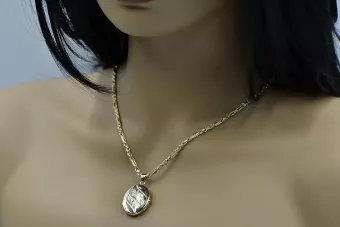 Auksinis 14k 585 dėžutė ovalinis su grandinės Corda Figaro cpn054y&cc004y