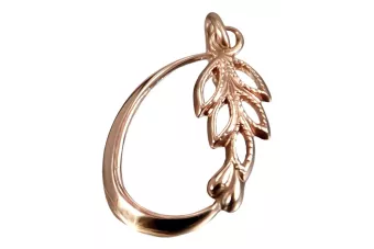 Rosa rusa rosa soviético 14k 585 oro URSS Colgante de hoja vintage vpn084