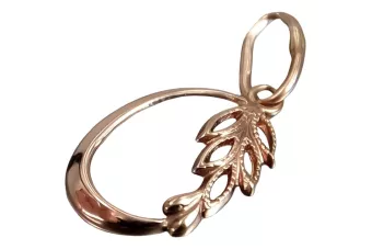 Rosa rusa rosa soviético 14k 585 oro URSS Colgante de hoja vintage vpn084