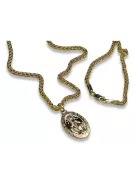 Złoty medalik 14k 585 Bozia z łańcuszkiem lisi ogon pm006y&cc036y