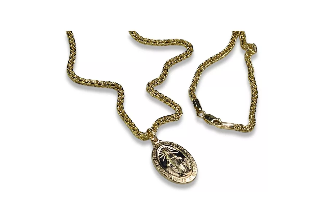 14k gold Mother of God medallion & Spiga chain pm006y&cc036y