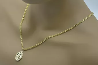 Auksinis medalionas 14k 585 Dievas su liūto uodegos grandine