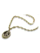 Medallón de la Madre de Dios y Serpiente 14k cadena de oro pm006y&cc076y