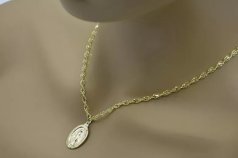 Медальон "Богородица" & Змия 14k златна верижка pm006y&cc076y