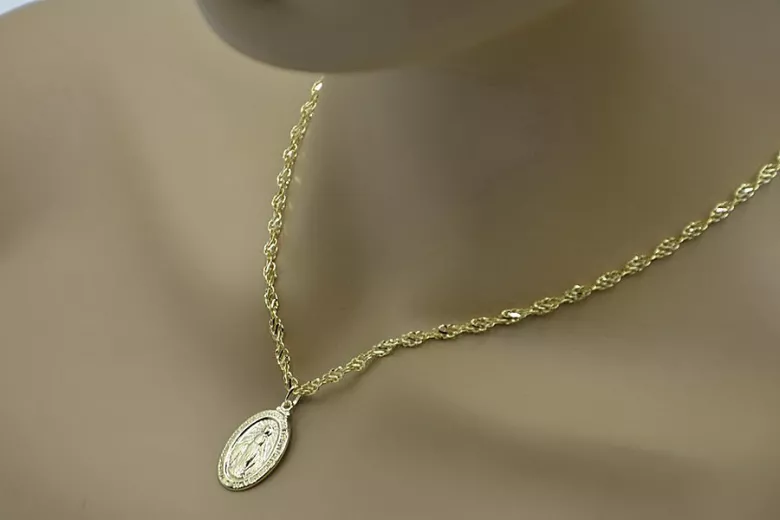 ميدالية الله الذهبية مع سلسلة 14k 585 خط pm006y&cc076y