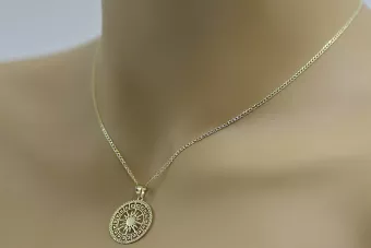копие на златна висулка слънце 14k 585 с верижка cpn040y&cc020y