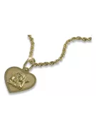 Gold 14k 585 Mother of God virgin Mary medallion pendant & Corda chain pm013y&cc019y