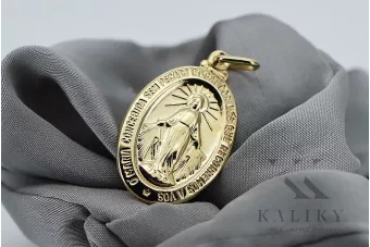 The gold medal of the icon of the yellow 14k gold 585 God pm006y