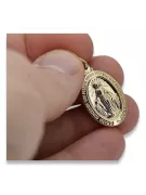 Złoty-Medaille ikona z żółtego 14k złoto 585 Bozia pm006y