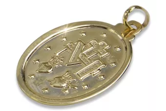 The gold medal of the icon of the yellow 14k gold 585 God pm006y