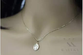 14 Karat Weißgold 585 Marien-Medaillon-Symbol-Anhänger pm006w