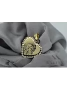 Gelber 14-Karat-Gold-Maria-Medaillon-Symbol-Anhänger pm029y