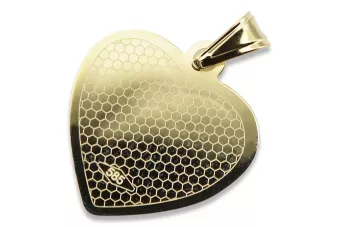 Gelber 14-Karat-Gold-Maria-Medaillon-Symbol-Anhänger pm029y