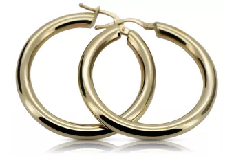 Желтые серьги-кольца из итальянского золота 14 карат 585 пробы ceh001y