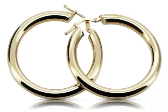 Yellow Italian 14k 585 gold circle hoop earrings ceh002y