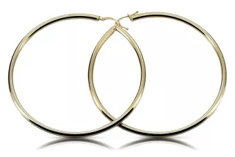 Yellow Italian 14k 585 gold circle hoop earrings ceh005y