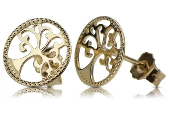 Ohrringe aus 14-karätigem 585-Gold, italienischer Baum des Glücks, Jahrtausend