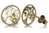 Italian yellow 14k gold lucky tree earrings cen002y
