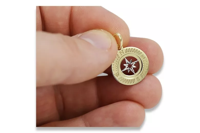 Golden Pendant Compass 14K 585 مع سلسلة CPN032YW و CC79Y